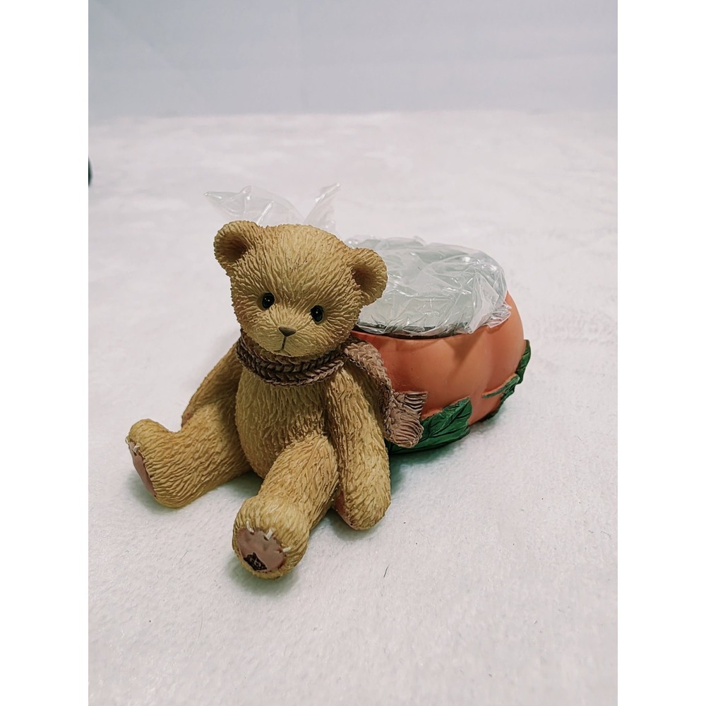 Halloween Decor Cherished Teddies Pumpkin and Bear Tealight Holder
